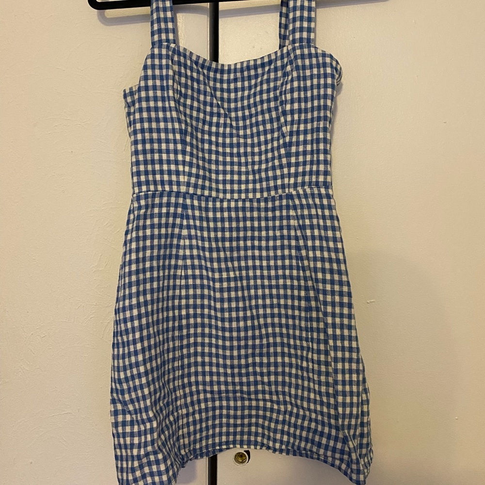 Reformation Blue Gingham Mini Dress